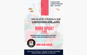 Prépa rentrée 2025 - cours d'essai Baby Sport le 25Juin 2025